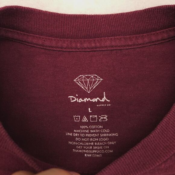 Diamond Graphic Casual Pullover Short Sleeve T Shirt Mens Size Large L Maroon - Picture 3 of 10